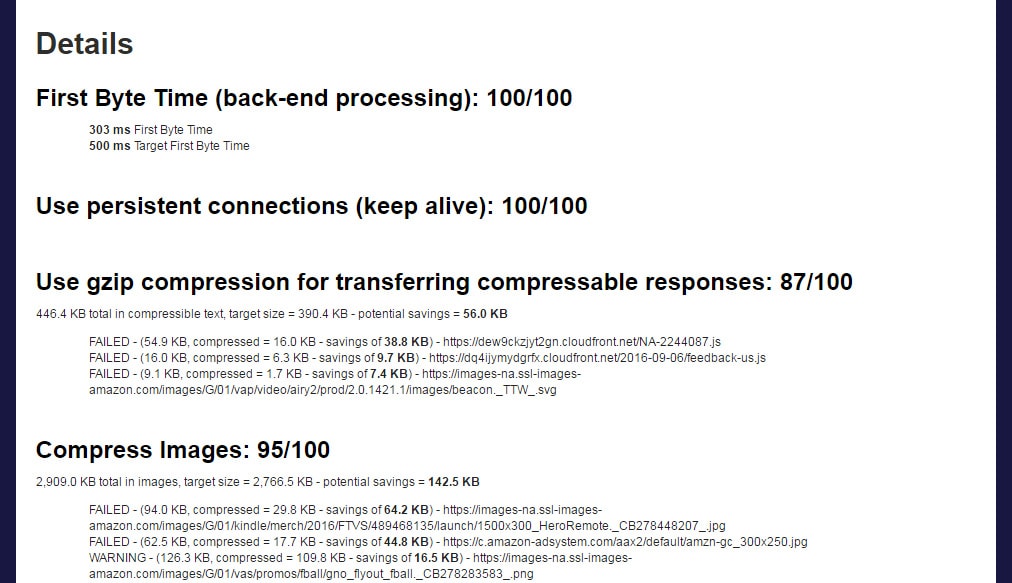 Site speed performance breakdown from WebPageTest.org